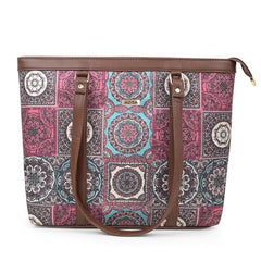 ADISA Women's Office Laptop Handbag Large Printed Shoulder Bag (ADW4087-BLA-ORA)