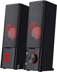 Redragon GS550 Orpheus PC Gaming Speakers, 2.0 Channel Stereo Desktop Computer Sound Bar with Compact Maneuverable Size, Quality Bass and Decent Red Backlit, USB Powered w/ 3.5mm Cables, Doom Eternal