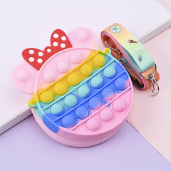 SYGA Children Pop It Fidget Minnie Dot Silicone Bag Kids Push Popper Educational Decompression Bubble Shoulder Bag (Color 1)
