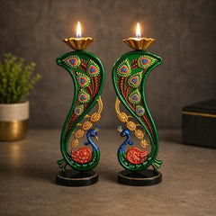 Festive Elegance Peacock Theme Decorative Tealight Stand | traditional handmade