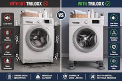 TRILOXX Heavy Duty Washing Machine Stand for Front Load & Top Load Washing Machines | Anti Vibration Adjustable Fridge & Appliance Base Stand | Strong Rust Resistant Support (Pack of 4)