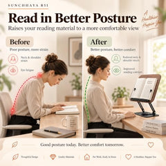 Sunchhaya Acrylic Book Stand for Reading – Clear Adjustable Book Holder with 360° Rotating Base, Foldable Reading Stand for Desk, Cookbook, Tablet & Laptop Stand, Height & Angle Adjustable (R22H)
