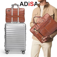 ADISA Laptop Bag for Men - Faux Leather Office Messenger Briefcase with Laptop Compartment for Work, Business, Corporate & Professional Use (LB6050)