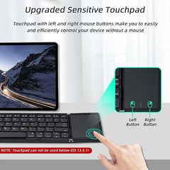 atdaraz Foldable Keyboard B089T with Touchpad, BT 5.1, 64 Keys, Portable, Magnetic Closure, Type C Charging, Compatible with iOS, Win, ABS Material (Black)