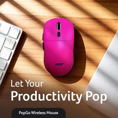 Acer PopGo Wireless Mouse | 2.4G + BT5.4 Dual Mode | 500mAh Rechargeable Battery | Adjustable DPI up to 6400 | Silent Click | 6 Buttons+Scroll Wheel | 10m Range | Windows & Mac Compatible – Orange