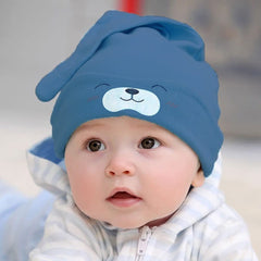 SYGA Baby Cap Cotton Small Cute Puppy Long Tailed Design Strechy Comfortable for Baby Sleep Cap 0-2 Years Black