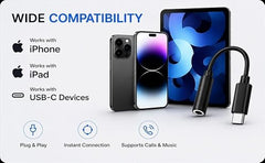 Type C to 3.5mm Audio Jack Connector with DAC Headphone Converter Adapter Compatible with iPhone 15 Pro Max/15Pro/15Plus Series/Galaxy/OnePlus/Google/Nothing & Other Type C Phones, Warranty