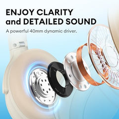 Edifier Wh700Nb Active Noise Cancelling Headphones - 68H Playtime - Ai Call Noise Cancellation - Dual Device Connection - Lightweight & Foldable Design - Fast Charge - Bluetooth 5.3 - Ivory - On Ear