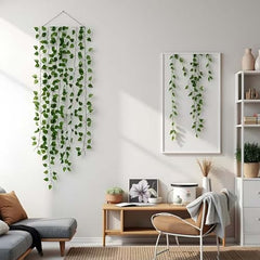 Go Hooked Artificial Hanging Creeper for Home Décor (Pack of 8, 6 Ft) | Money Plant Leaf Garland with 30 Leaves Each | Plastic Decorative Creeper for Balcony, Walls, Garden Decoration