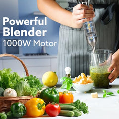 AGARO Grand 1000 Watts Hand Blender With Chopper, Jar & Whisker, 2 Variable Speed Modes & Speed Regulator, Stainless Steel Blades(Black)