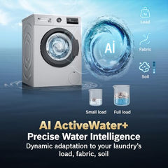 Bosch 7 kg 5 Star Front Load Fully-Automatic Washing Machine, Antibacterial Tech, AI ActiveWater, 15 Wash Programs, 53L Large Drum, SoftCare Paddle, Silver, WAJ24266IN (2026 Model)