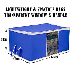 Kuber Industries Leheriya Design Underbed Storage Bag, Storage Organiser, Blanket Cover Set Of 3 (Royal Blue, Non-Woven), 65 x 47 x 33 Centimeters