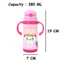 Syga 3D Silicone Straw Mug Multi-Purpose Nipple Thermos Stainless Steel Handle Strap Children's Pot_Blue