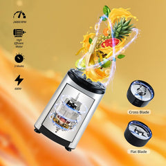 iBELL Juicer Mixer Grinder For Home, Smoothie Maker, 600W,2 Blades, 3 Modes, 5 Jars + Chopper, 100% Copper Motor, 24,000 RPM, Nutri Blender With Stainless Steel Blades (Silver)