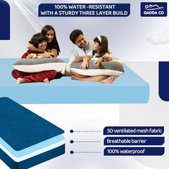 GADDA CO 100% Waterproof Premium Cotton Feel Mattress Protector King Size 78x72 Inch|Ultra Soft Breathable & Fitted Bed Protector Terry Cover Double Bed (6.5x6 feet, Fits 10 Inches, Grey)