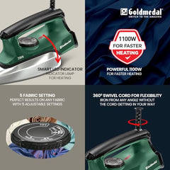 Goldmedal Glide 1100W Dry Iron | Non-stick Weilburger Premium