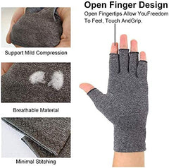 MOMISY Silicone Arthritis Gloves Women Men Hand Fingerless Compression Wrist Support Therapy Relieve Pain From Rheumatoid Rsi Carpal Tunnel For Typing Writing Dailywork-1 Pair, Grey, Small