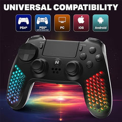 NITHO HEXAGON Wireless Gaming Controller for PS4, PS5 (with PS4 Games Only), PC, Android & iOS, Gamepad Joystick with 6-Axis Motion Sensor | RGB LED Lights | Vibration | Touchpad | Trigger Sets | Built-in Speaker