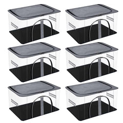 Kuber Industries Pack of 3 PVC Transparent Underbed Storage Bag | Multi-Purpose Garments Bag for Clothes-Toy | Wardrobe Bag with Handle | U Zip | Black