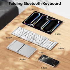 ProtoArc Foldable Bluetooth Keyboard, XK01 Full Size Folding Wireless Keyboard with Number Pad, Portable Travel Keyboard for Windows iOS Android Tablets, Laptops, iPad