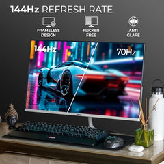 Foxin 24 Inch FHD Flat LED Monitor 1920x1080 Pixel Elite Series | Flat Panel, HDMI & VGA Port, 100Hz Refresh Rate, Frameless, Slim Bezel, Wall Mountable, 16.7 M Colors | 3 Years Warranty | White