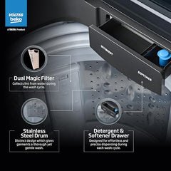 Voltas Beko, A Tata Product 8 Kg 5 Star Fully-Automatic Top Loading Washing Machine (WTL8006UEA1 / OBS1060, Grey, with Double waterfall technology)