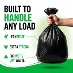 Crystal Pouch Garbage Bags Dustbin Bags and Plastic Covers For Home Malls Parks Hospitals Hotels | Medium Size | Black | 19 X 21 Inch | 6 Packs Of 30 pcs | Total 180 pcs