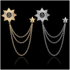 SYGA Men's & Women Suit Shirt Stud Lapel Pin Chain Tassel Brooch Pin with Crystal Chain(Silver)