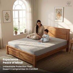 MY ARMOR Waterproof Mattress Protector King Size, 78x72, 6.5x6 feet, Double Bed Protector Sheet Cover, Breathable and Hypoallergenic Ultra Soft Fitted Terry Cotton Feel Fabric, Elastic Skirting, Grey