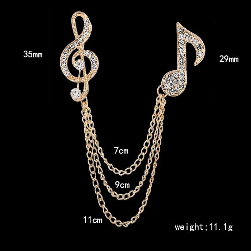 SYGA Men's & Women Brooch Music Note Lapel Pin, Gold Plated, Crystal Accents(Gold)