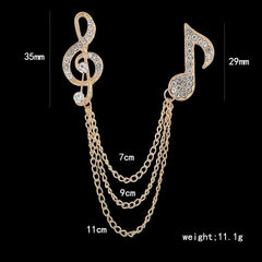 SYGA Men's & Women Brooch Music Note Lapel Pin, Gold Plated, Crystal Accents(Gold)