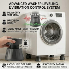 SR Advance Upgraded Anti-Vibration Pads for Washing Machine | Heavy Duty Shock Absorbing & Noise Reduction Rubber Pads | Extra Large Adjustable Stand for Front & Top Load Washer, Dryer & Refrigerator