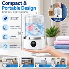 Underwear Washing Machine, Upgrade Mini Portable Washing Machine Rechargeable Underwear Washer Deep Cleans Small Clothes for Apartment, Dorm, RV, Travel & Hotel Use A2