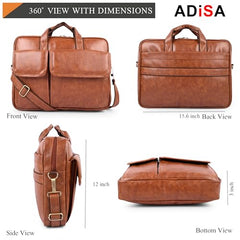 ADISA Laptop Bag for Men - Faux Leather Office Messenger Briefcase with Laptop Compartment for Work, Business, Corporate & Professional Use (LB6055)