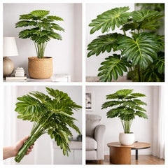 GARDEN GYANI Artificial Areca Palm Plant with Black Pot – 145 cm Tall Faux Tropical Decorative Plant with 35 Leaves for Home, Office & Living Room Décor