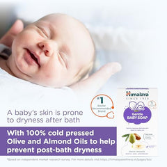 Himalaya Gentle Baby Soap for Newborns | No Post Bath Dryness | B3G1 FREE - 125g | Gentle Cleansing With Phyto-Oil Complex of 100% Natural Oils of Almond & Olive| No. 1 Doctor Recommended Brand