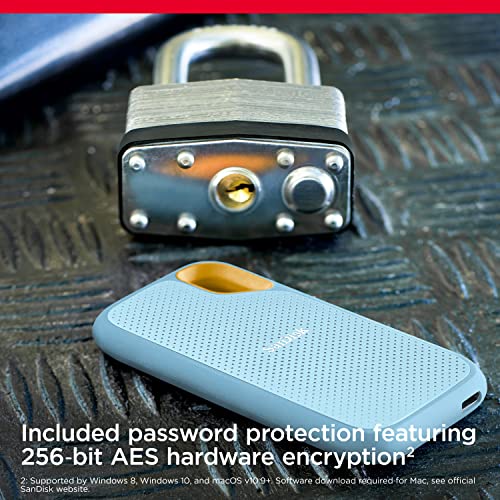 SANDISK Extreme 1TB Portable External SSD, 1050MB/s R, 1000MB/s W, 3m Drop Protection, IP65 Water/dust Resistant, PC,MAC & TypeC Smartphone Compatible, 5Y Warranty, Black Color