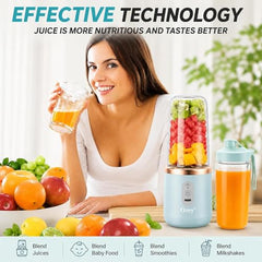 Juicer for Home ^ Lacossi Juicer Mixer Grinder with 1500mAh Battery, 6 Blades 3Gears Fast Blending, 2-Jar Capacity (400ml*2) | 40 Watts Bullet Rechargeable Portable Personal Juicer