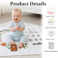MOMISY Baby Milestone Blanket and Props for Baby's |1 to 12 Months Prop |Baby Bedding |Ac Room Blanket for Summer|Newborn| Infants Winter Blanket(BearFlower)