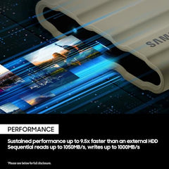 Samsung T7 Shield Portable SSD 1TB USB 3.2 Gen2 External SSD, Up to 1,050MB/s, Rugged, IP65 Water & Dust Resistant, for Photographers, Content Creators and Gaming, Mac Compatible, MU-PE1T0R, Blue