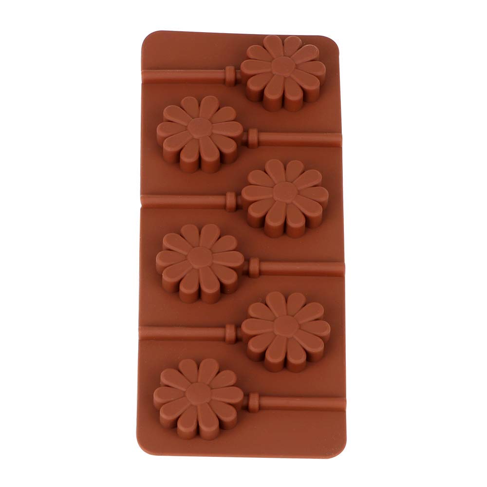 SYGA 6-Cavity Lolipop shap Chocolate Silicon Mould Candy Mould_Flower