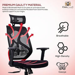Oakcraft Hurricane Premium Ergonomic Office Chair | Dynamic 2D Lumbar Support | High-Back Executive Chair for Office, Home & Workstation