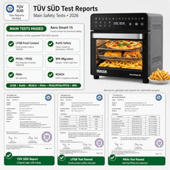 INALSA Air Fryer Oven 1700W|15L Large Capacity|Stainless Steel Interior|Non-Toxic Cooking|14-in-1 Functions,Fry,Bake,Grill,Dehydrate,Roast& Reheat|Rotisserie&Convection|Oil-Free Cooking,Aero Smart 15