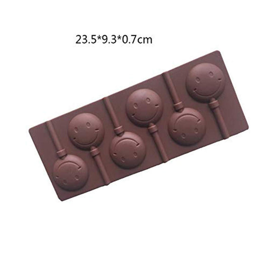 SYGA 6-Cavity Lolipop shap Chocolate Silicon Mould Candy Mould_SmileFaces