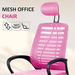 Casa Copenhagen Mesh Mid Back Office/Study/Computer/Revolving/Desk Chair for Work from Home -Metal Base, Height Adjustable Seat - Grey Milange & Black Handle