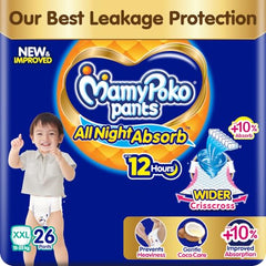 Mamypoko pants All night absorb| Pant Style Baby Diapers Large Size(L), 124 Count,(62*2) Ideal for 9-14Kgs|1 Diaper= Upto All night Absorption|Wider Crisscross Sheet|Gentle Coco Care| 12hr Leakage Protection| Prevents Heaviness.