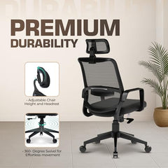 Da URBAN® Dysen Office Chair, High Back Mesh Ergonomic Home Office Desk Chair with 1 Year Warranty,Tilt Lock Mechanism (Grey)