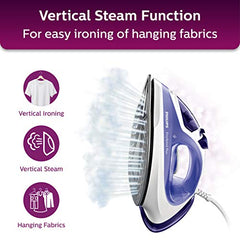 Philips Speed Pro DST3030/70 Steam iron, Green | 2400W, 40g/min Steam, 180g Steam Boost Ceramic Soleplate, Auto Shut-off, Drip Stop Technology, Large 300ml Water Tank