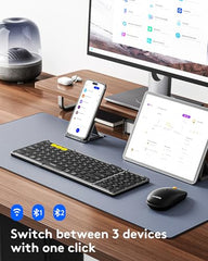 Samsers Foldable Keyboard&Mouse, Samsers Folding Bluetooth Keyboard Mouse Combo, 2.4G + BT5.0 x 2, Full-Size Portable Travel Keyboard & USB-C Rechargeable Wireless Mouse for iOS Android Windows Mac OS