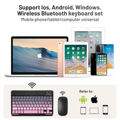 Bluetooth Keyboard and Mouse Combo Rechargeable Portable Wireless Keyboard Mouse Set for Apple iPad iPhone iOS 13 and Above Samsung Tablet Phone Smartphone Android Windows (Gradient White Purple)